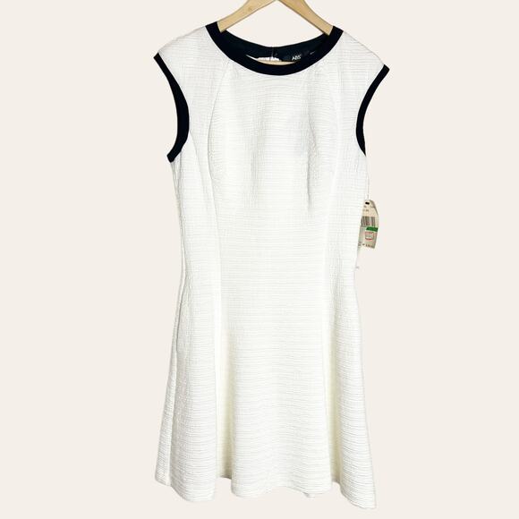 ABS Allen Schwartz Vintage White Fit & Flare Skater Dress Size L - Picture 1 of 8